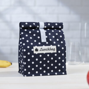 Lunchbag blau-weiß gepunktet L-02