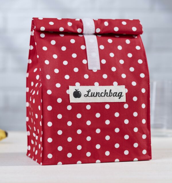 Lunchbag rot-weiß gepunktet L-01