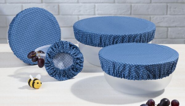 Abdeckhauben 4er Set  - blau pünktchen