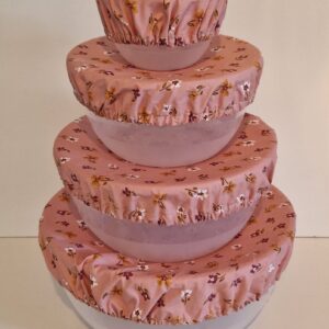 Abdeckhauben 4er Set - rosa Blümchen