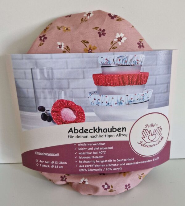 Abdeckhauben 4er Set - rosa Blümchen – Bild 2