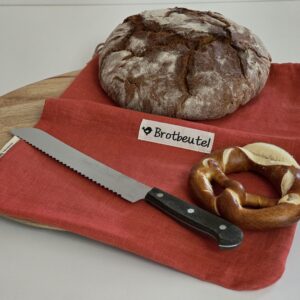 Leinen Brotbeutel  „groß“ 40 x 31cm Farbe koralle
