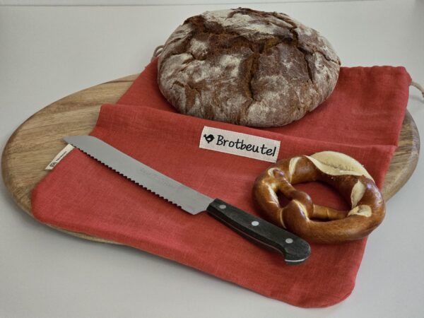 Leinen Brotbeutel  „groß“ 40 x 31cm Farbe koralle