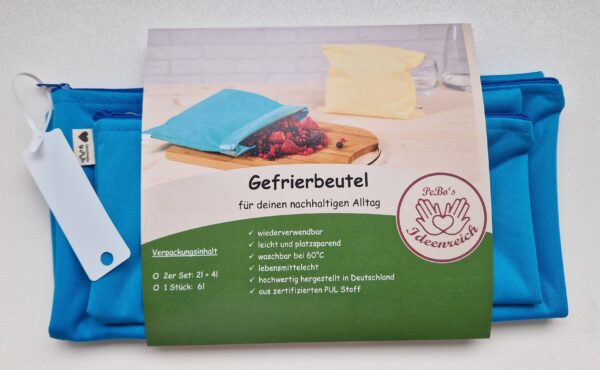 Gefrierbeutel Set  Gr. S + M -zero waste- G-13 blau – Bild 3