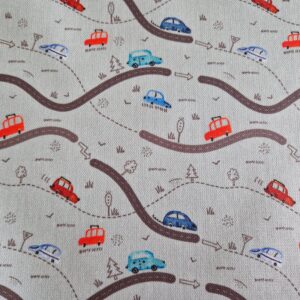 Beschichtete Baumwolle / Traumhaftes Wachstuch "Farbe blau mit bunten Autos"