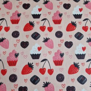 Beschichtete Baumwolle / Traumhaftes Wachstuch "Erdbeere, Kuchen"