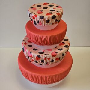 Abdeckhauben 4er Set - uni koralle / Törtchen