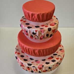 Abdeckhauben 4er Set - Törtchen / uni koralle