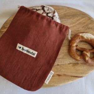 Leinen Brotbeutel  „klein“ 31 x 22cm Farbe "rot"
