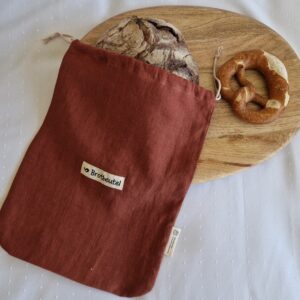 Leinen Brotbeutel  „groß“ 40 x 31cm Farbe "rot"