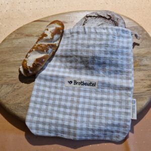 Leinen Brotbeutel  „klein“ 31 x 22cm Farbe "grau/weiß kariert"