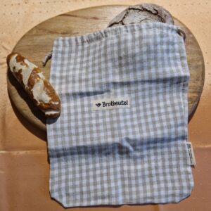 Leinen Brotbeutel  „groß“ 40 x 31cm Farbe "grau/weiß kariert"
